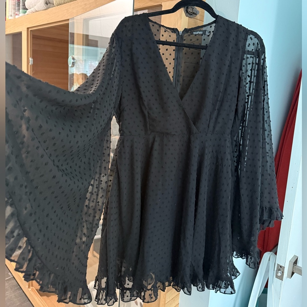 Elegant Black Sheer Women's Dress